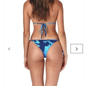 New SCALES Swim Women's Blue Camo Solo Tie Side Ruched Scruntch Bikini Bottom